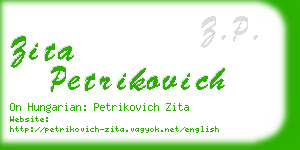 zita petrikovich business card